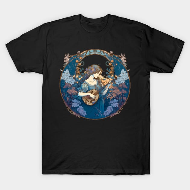 Lute Player in a Garden T-Shirt by April Snow 